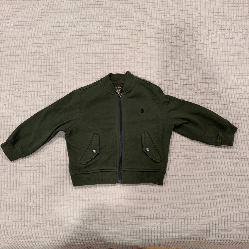 Polo Ralph Lauren Green Knit Bomber Jacket - Size 2T
